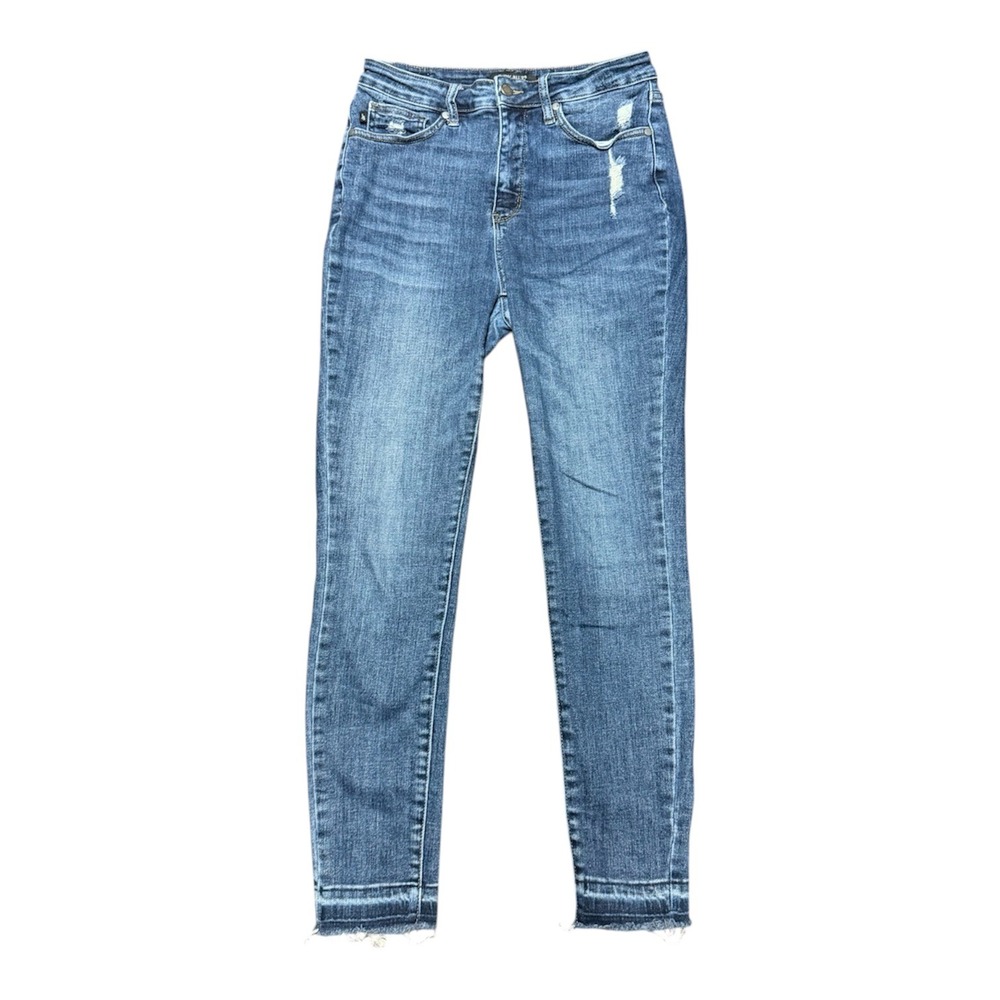 Judy Blue High Rise Skinny Jeans Distressed Raw Released Hem JB88417 Size 9/29